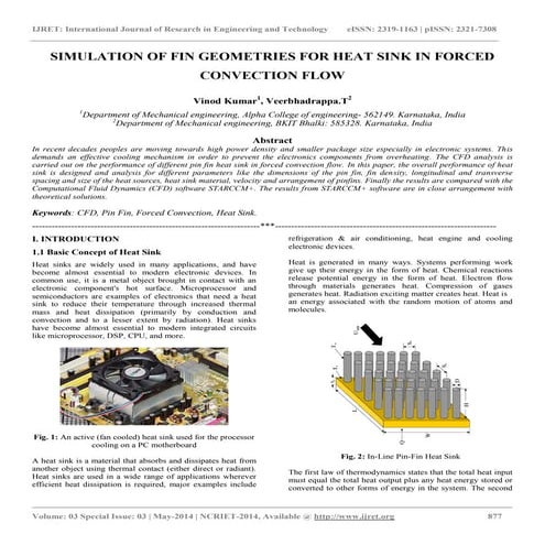 Simulation of fin geometries for heat sink in forced