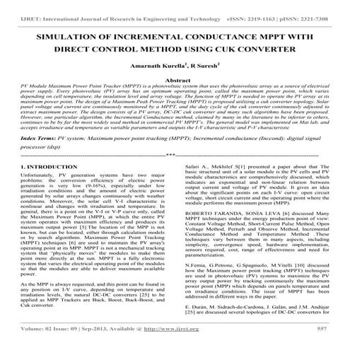Simulation of incremental conductance mppt with direct control method using c...