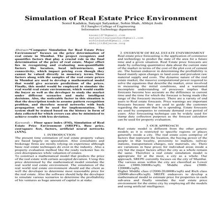 Simulation of real estate price environment