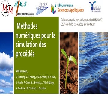 Méthodes numériques pour la simulation des procédés