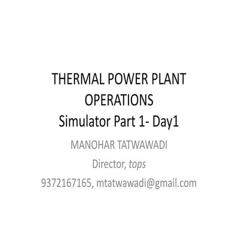 THERMAL POWER PLANT OPERATIONS