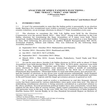 Simultaneous elections of Parliament and state Assembly | PDF