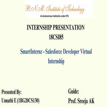 internship ppt on smartinternz platform as salesforce developer
