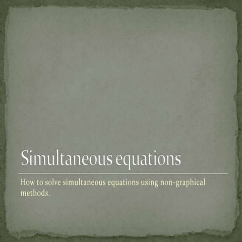 Simultaneous equations elimination