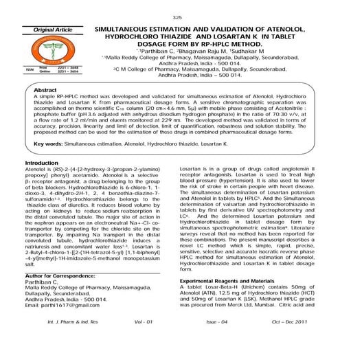Development and validation of RP-HPLC method for simultaneous ...