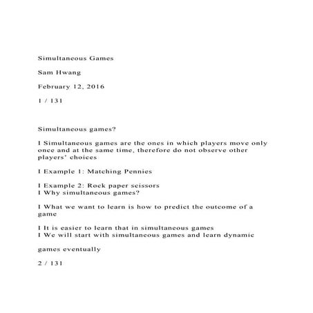 Lecture 6-1. normal and extensive form of game theory | PDF