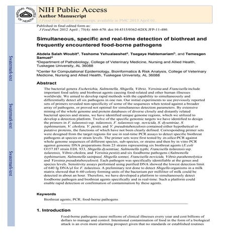 Simultaneous, specific and real time detection of biothreat and frequently en...