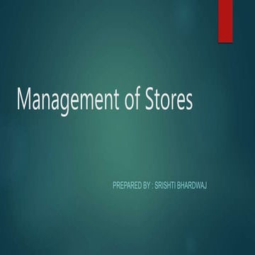 Store or Stores Management (Hospital POV)