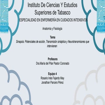 Sinapsis_Potenciales de acción, Transmisión sináptica_pptx