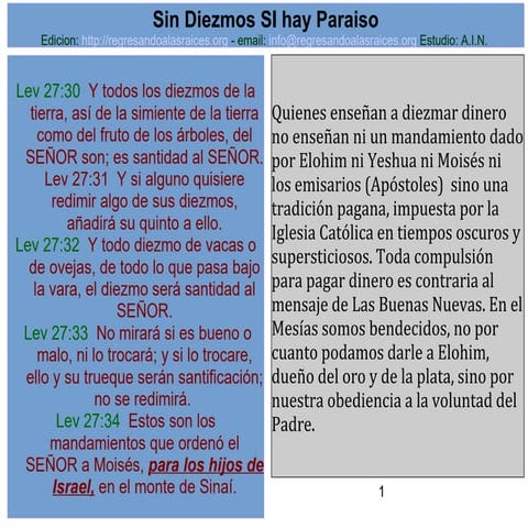 Sin diezmos si hay paraiso