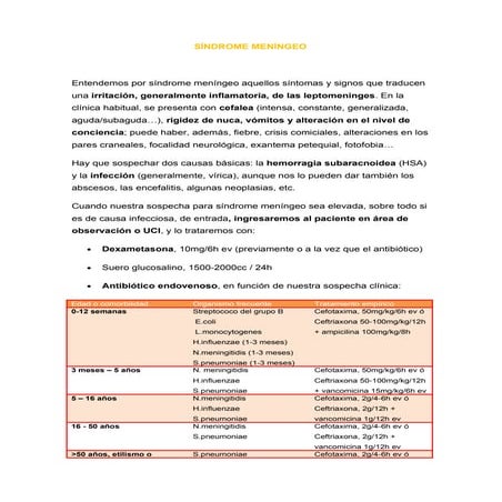 Sindrome meningeo en Urgencias