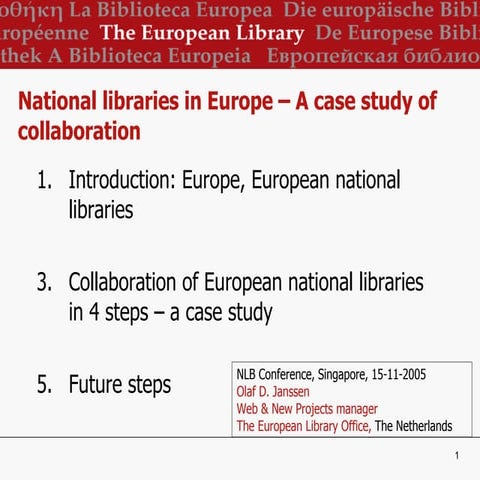 Olaf Janssen on the collaboration between European national libraries during ...