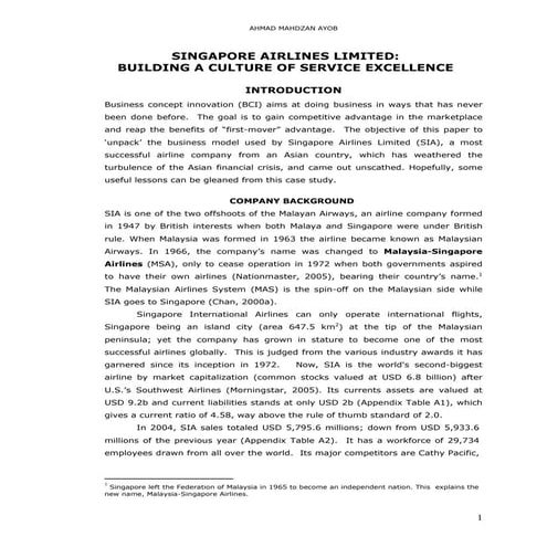 Singapore Airlines - Building a culture of Service Excellence