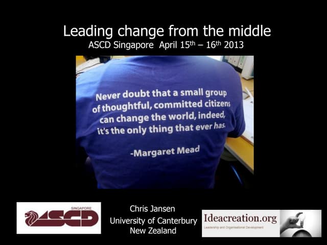Singapore - Leading change from the middle Workshop April 15-16 2013