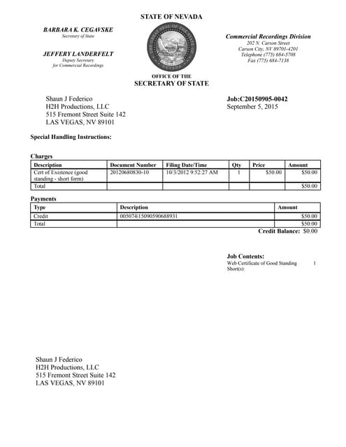 Nv state business license certificate | PDF