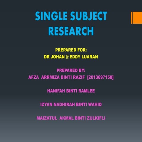 Single subjects-research