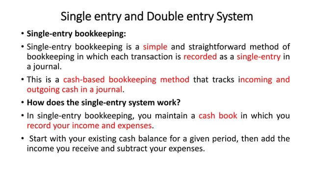 Single and double entry system