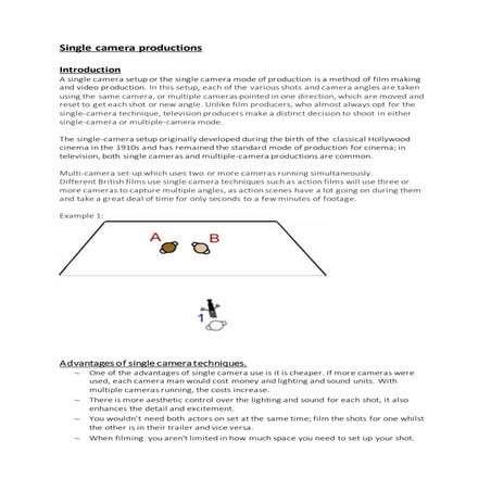 Single camera productions | DOCX