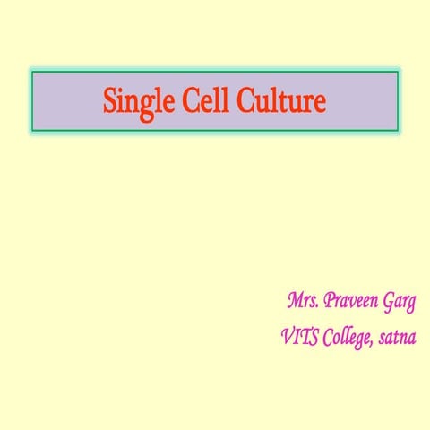 Single cell culture
