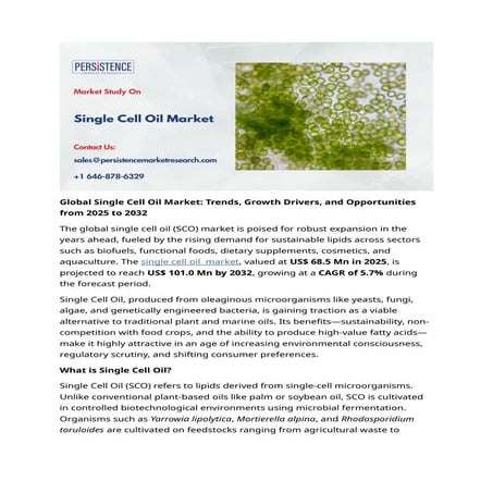 Single cell oil | PPTX