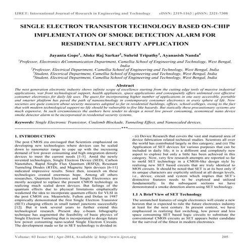 Single electron transistor technology based on chip implementation of smoke d...