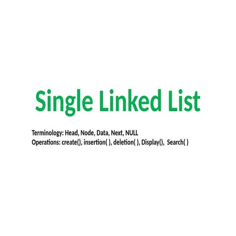 Single Linked list in data structure notes
