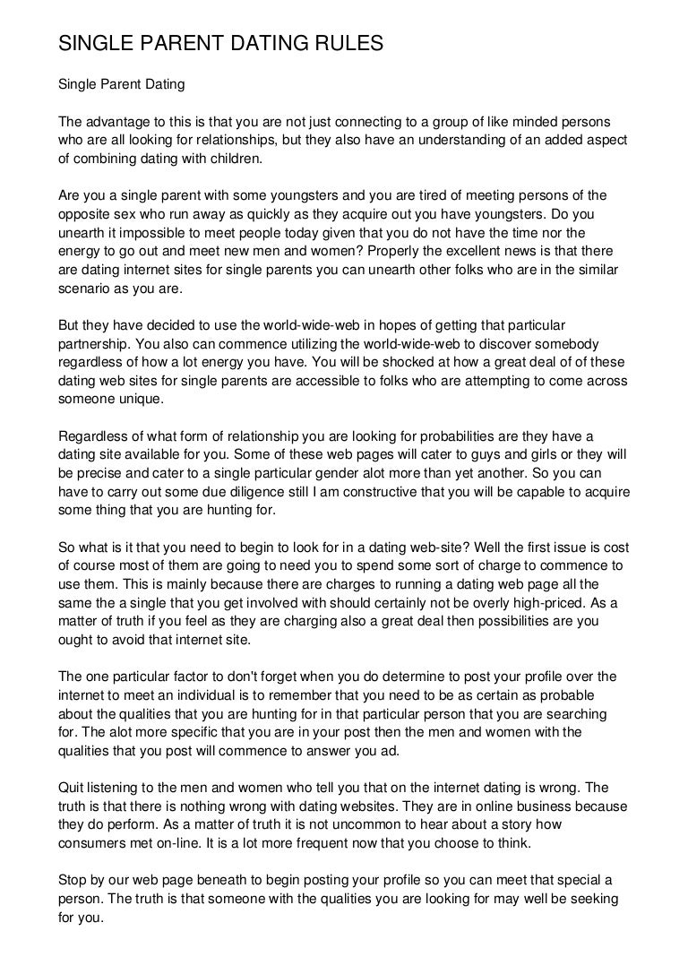 Single Parent Dating Rules