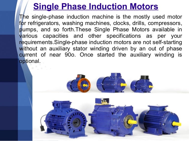 Practical application of single phase induction motor