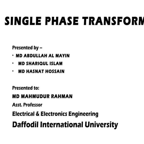 Single phase tansformer