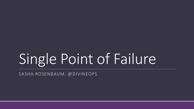 No Single Point Of Failure