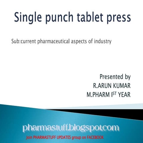 Single punch tablet press