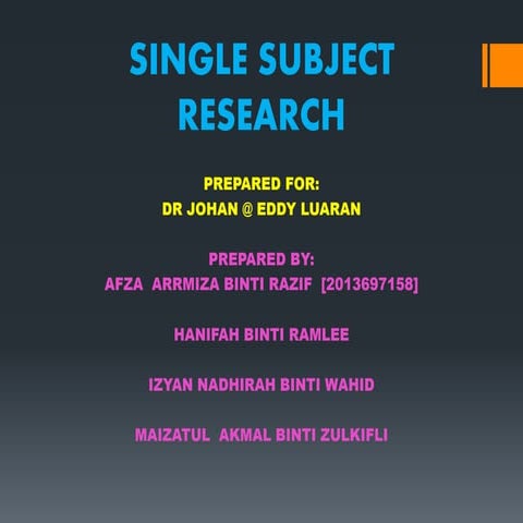 Single subjects research