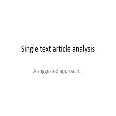 Single text article analysis   how to