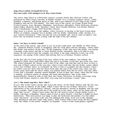 Sing street - analysis | DOCX