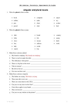 'singular and plural nouns' on SlideShare