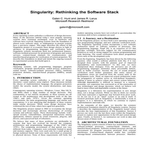 Singularity    Rethinking The  Software  Stack
