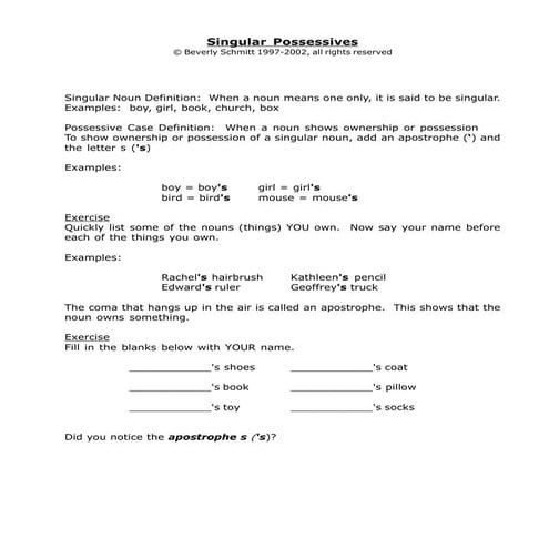 Singular possessives