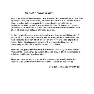 Sinhasan movie review