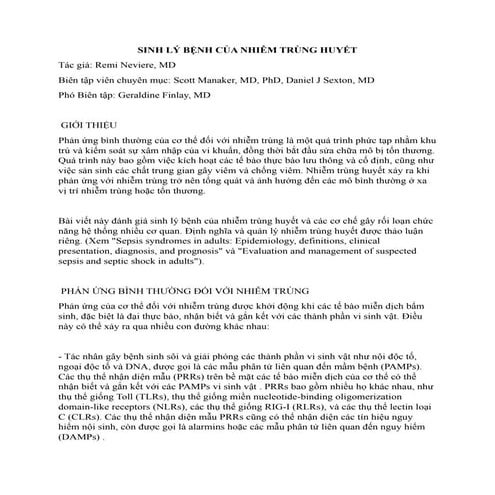 SINH LÝ BỆNH  CỦA NHIỄM TRÙNG HUYẾT.docx
