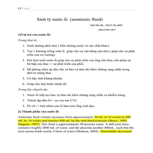 Sinh lý nước ối