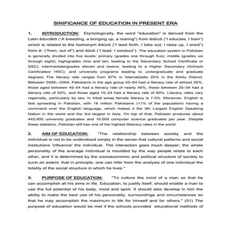 Sinificance of education