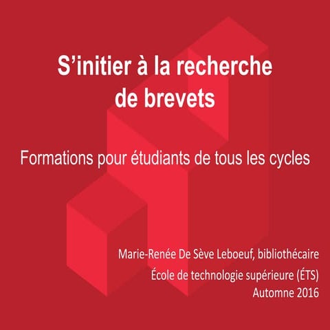 ÉTS - S'initier à la recherche de brevets