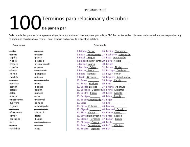 Taller de Sinónimos