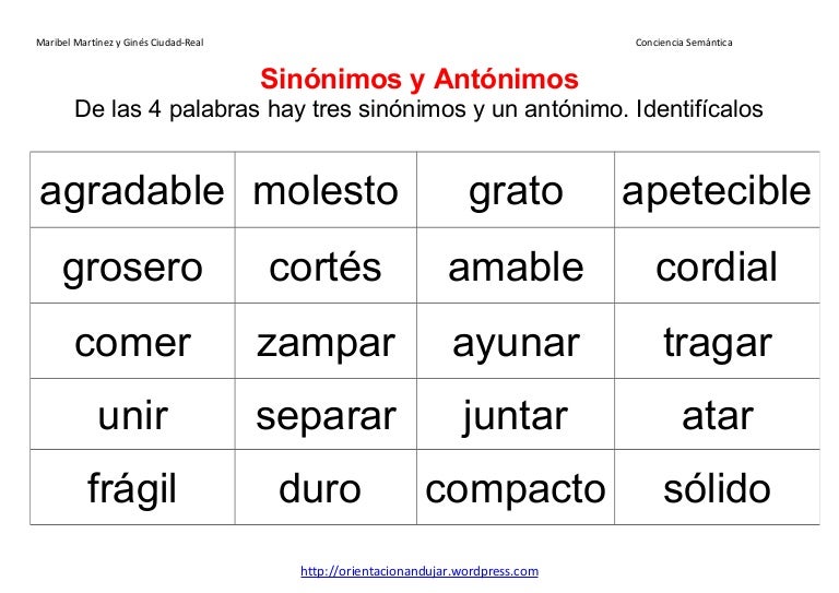 Sinonimos y antónimos y actividades escritura creativa Artesanato O Que É ~ Sinonimos y antónimos y actividades escritura creativa