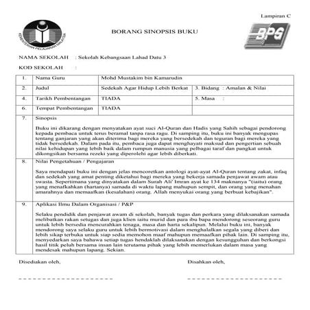 Sinopsis buku 2014 nilai bersedekah