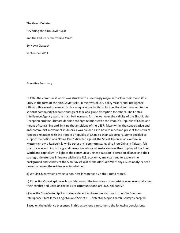 sino soviet split essay