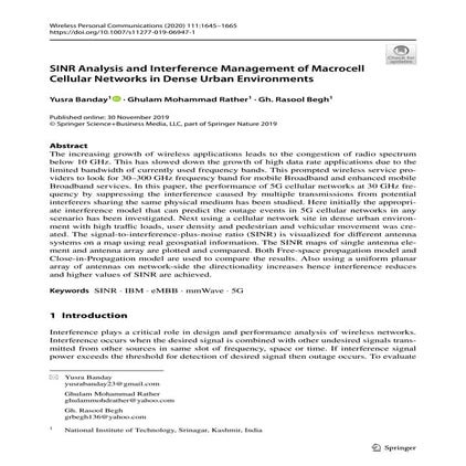 SINR Analysis and Interference Management of Macrocell Cellular ...