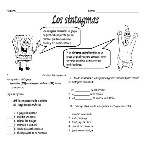Sintagmas nominales y verbales