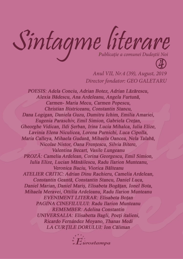 Sintagme Literare Nr 4 August 2019