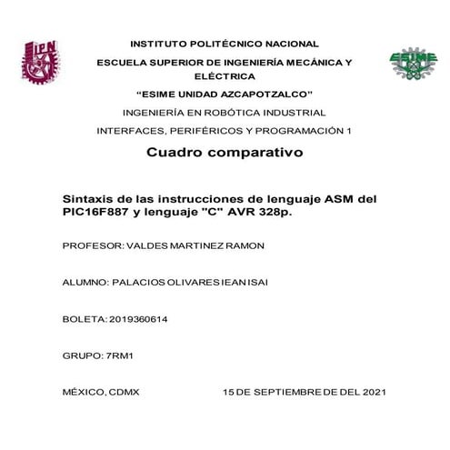Sintaxis de lenguajes de programacion entre pic16 f887 y atmega328p